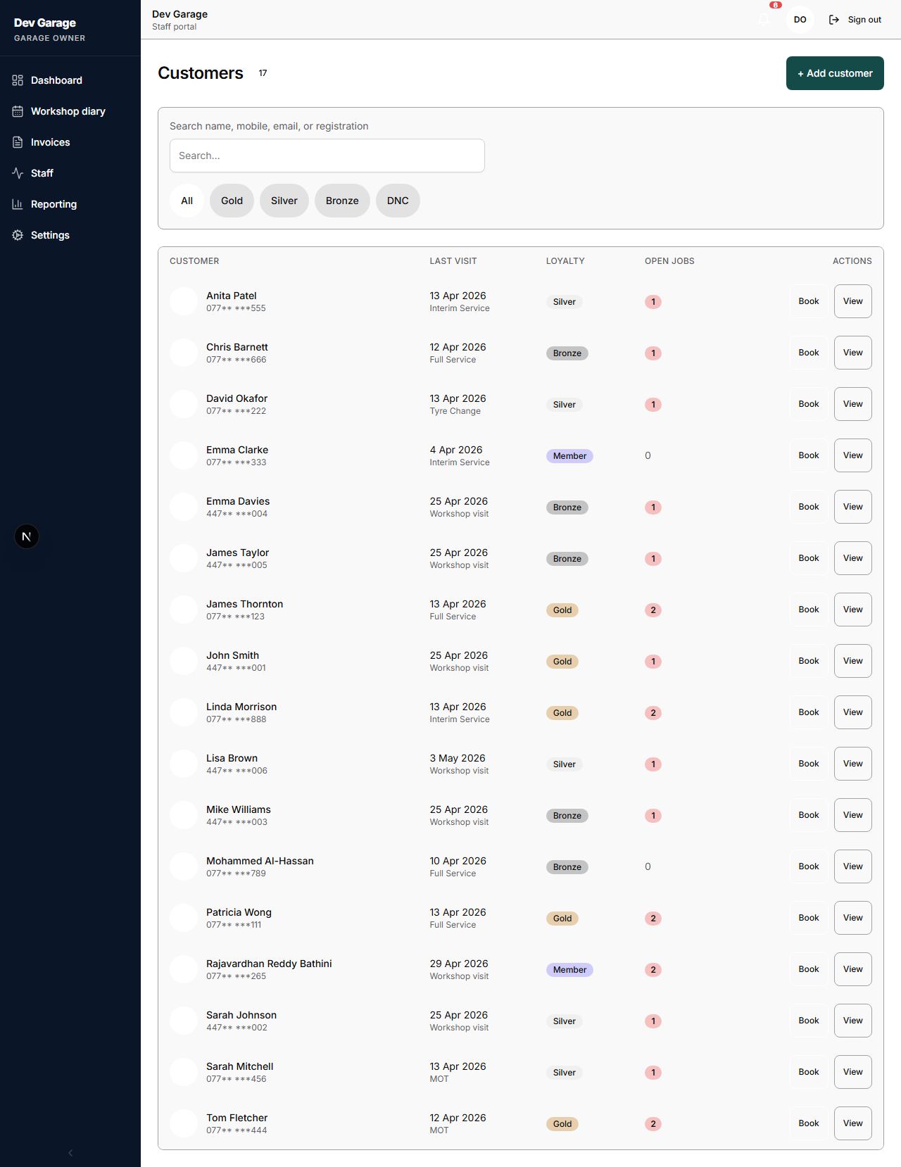 CRM customer list